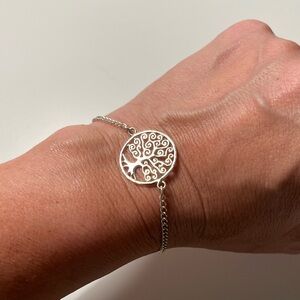 Silver tree of life bracelet, adjustable